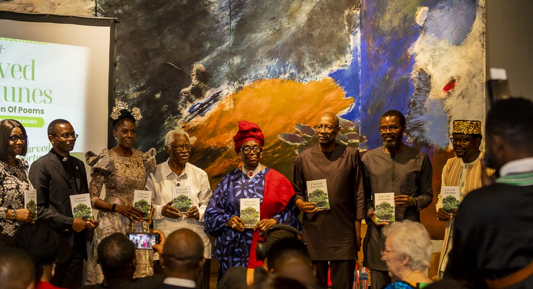 IC Prof. Mark Nwagwu with friends, at IC Prof. Mark Nwagwu's collection of poems (Anthology), titled 'Curved Fortunes' book launch, Lekki, Lagos, June, 2025